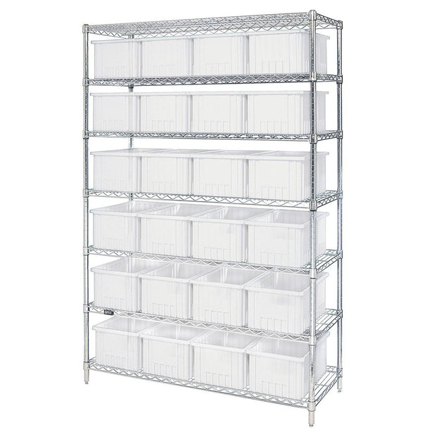 QUANTUM STORAGE SYSTEMS Wire Shelving Units with Clear Divider Bins WR7-92080CL 1 Each - MDL-MDRQWR792080C