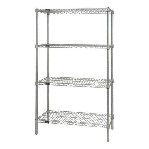 Quantum Storage Systems Shelving WR86-2430S 24" x 30" Stainless Steel Starter Kit with 4 Shelves and 86" Post - MDL-MDRQWR862430S - 1 Each