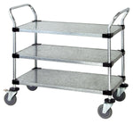 Quantum Storage Systems Wire Mobile Utility Cart, 18" x 36" x 37-1/2", 3 Solid Shelves - MDRQWRC18363G