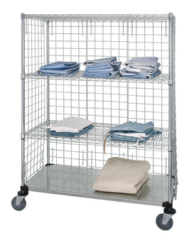 3-Sided Linen Carts with 1 Solid and 3 Wire Shelves - WRCS4632436EP - 1 Each - MDL-MDRQWRC632436