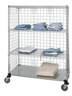 3-Sided Linen Carts with 1 Solid and 3 Wire Shelves - WRCS4632448EP - 1 Each - MDL-MDRQWRC632448