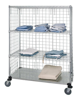 3-Sided Linen Carts with 1 Solid and 3 Wire Shelves - WRCS4632460EP - 1 Each - MDL-MDRQWRC632460