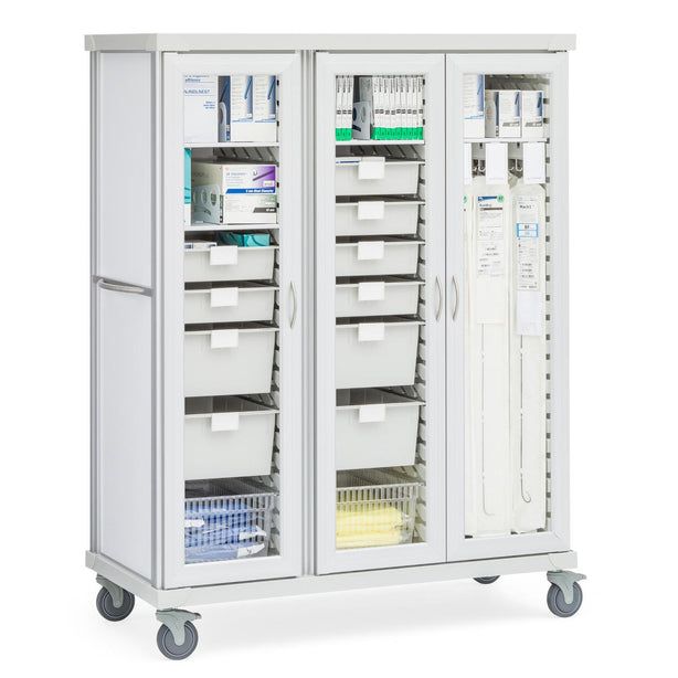 Roam 3 Carts with Glass Doors - SR3G3CG - 1 Each - MDL-MDRSR3G3CG