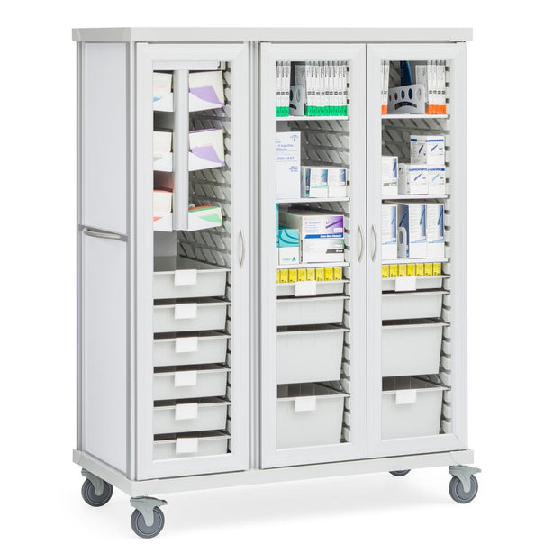 Roam 3 Carts with Glass Doors - SR3GVS - 1 Each - MDL-MDRSR3GVS