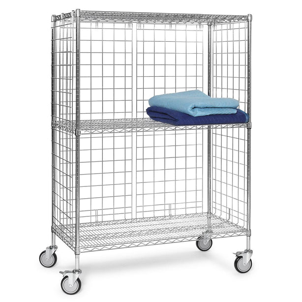 Tarrison Chrome Linen Laundry Cart, 5" Casters, Side Panel, 24" x 60" x 69" - MDRTLC2460C