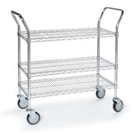 Tarrison Handles U-Shaped Chrome Utility Cart with 3 Shelves, 18" x 36" - MDRTU18363C