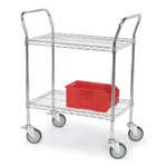Tarrison Handles U-Shaped Chrome Utility Cart with 2 Shelves, 24" x 42" - MDRTU24422C