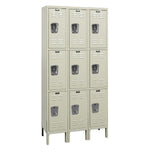 List Industries Fully Assembled Premium Locker, 12" W x 12" D x 78" H, 3-Tier, 3-Wide, Tan - U3228-3A-PT - 1 Each