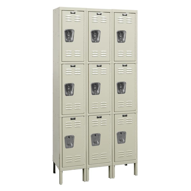 List Industries Fully Assembled Premium Locker, 12" W x 12" D x 78" H, 3-Tier, 3-Wide, Tan - U3228-3A-PT - 1 Each