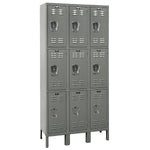 List Industries Fully Assembled Premium Locker, 12" W x 15" D x 78" H, 3-Tier, 3-Wide, Dark Gray - U3258-3A-HG - 1 Each