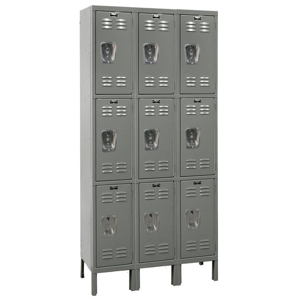 List Industries Fully Assembled Premium Locker, 12" W x 15" D x 78" H, 3-Tier, 3-Wide, Dark Gray - U3258-3A-HG - 1 Each