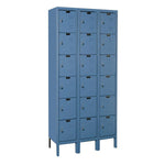 List Industries Fully Assembled Premium Locker, 12" W x 15" D x 78" H, 6-Tier, 3-Wide, Marine Blue - U3258-6A-MB - 1 Each