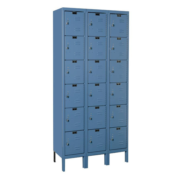 List Industries Fully Assembled Premium Locker, 12" W x 15" D x 78" H, 6-Tier, 3-Wide, Marine Blue - U3258-6A-MB - 1 Each