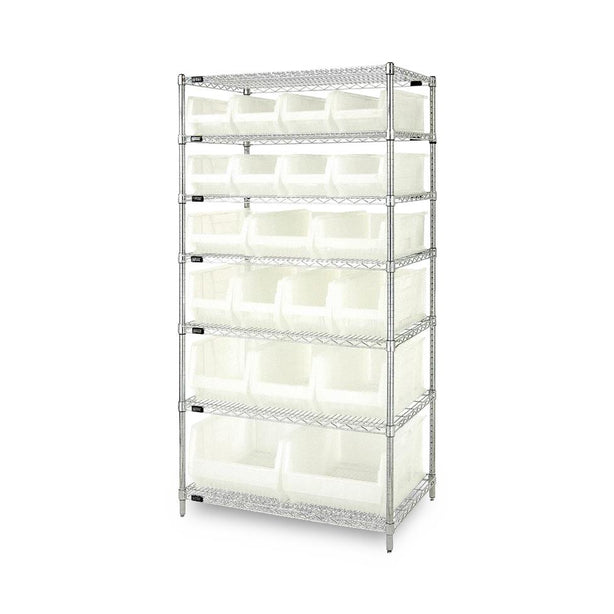 Quantum Storage Systems Clear-View Hulk 24" Containers and Wire Shelving Systems WR7-20-MIXCL 1.0 Each-MDL-MDRWR720MIXCL