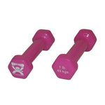 Fabrication Enterprises CanDo Vinyl-Coated Iron Dumbbell, 1 lb., Pink, Pair - 10-0550-2 - 2 Each