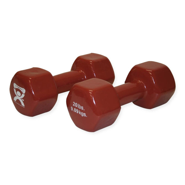 Fabrication Enterprises CanDo Vinyl-Coated Iron Dumbbell, 20 lb., Brown, Pair - 10-0561-2 - 1 Each