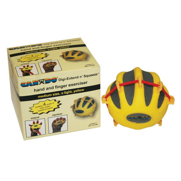 Fabrication Enterprises CanDo Digi-Extend n' Squeeze Hand Exerciser, Yellow, Level 1 - 139068 - 1 Each