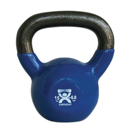 Fabrication Enterprises CanDo Kettleballs Can Do Kettlebell, Vinyl-Coated, Blue, 15 lb. - MDSP103194