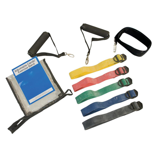 Fabrication Enterprises CanDo Adjustable Exercise Band Kit, 5-Piece Kit, Levels 1 to 5 - MDSP103230