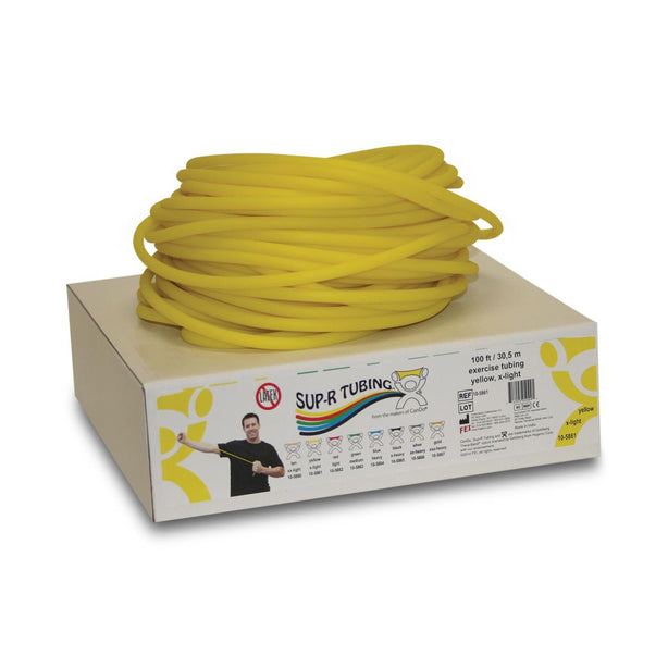 Fabrication Enterprises Sup-R Tubing Resistive Exercise Tubing, 100' Roll, X-Light, Yellow - 1447001 - 1 Each