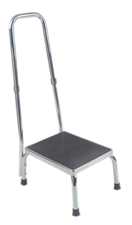 Fabrication Enterprises Chrome Foot Stool with Hand Rail, 11" x 16" Top - 16-1710 - 1 Each