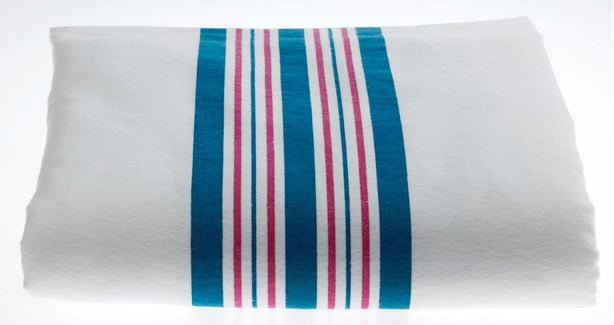 Baby Blanket, White with Pink and Blue Stripe, 85% Cotton/15% Polyester, 30" x 40" (76.2 cm x 1 m), 72 per Case, Kuddle-Up Flannel - MDTPB3B40STR - 1 Each