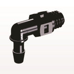 Threaded Elbow Connector, Barbed, Black, 100/Bag - Fits 3/32 inch ID Tubing (0.094 inch, 2.38 mm) x Tapered 10-32 UNF - ME331