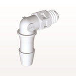 Threaded Elbow Connector, Barbed, White, 100/Bag - Fits 5/32 inch ID Tubing (0.156 inch, 3.97 mm) x Tapered 10-32 UNF - ME530