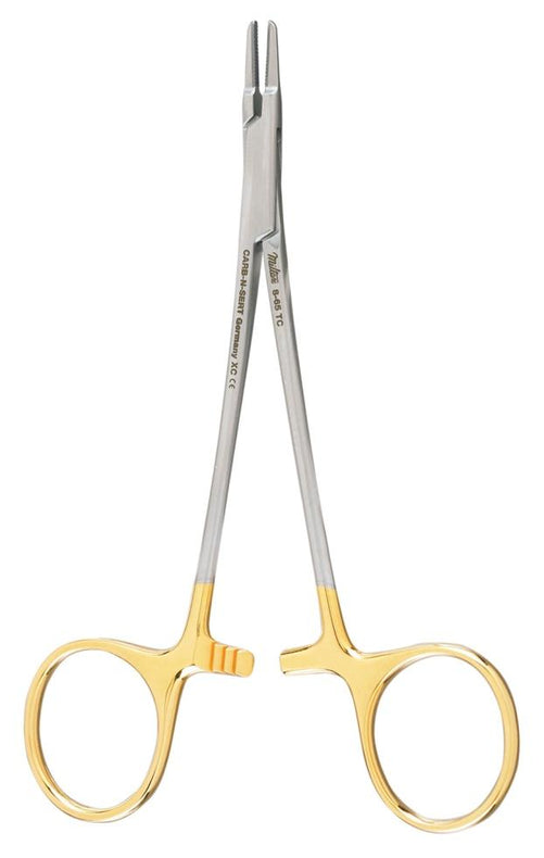 Integra Miltex Ryder-Type Needle Holder, 5", Tungsten Carbide, Serrated Jaws, Lifesciences Carb-N-Sert 8-65TC - MDL-MIL865TC - 1 Each