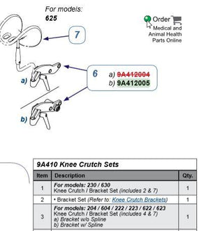 Knee Crutch Brackets for Exam Tables - 9A412005 - 1 Each - MDL-MIM9A412005