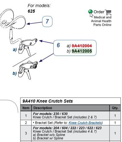 Knee Crutch Brackets for Exam Tables - 9A412005 - 1 Each - MDL-MIM9A412005