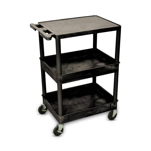 Marketlab Inc. Luxor Plastic Utility Cart with Shelf and 2 Tubs - MKA14457BK