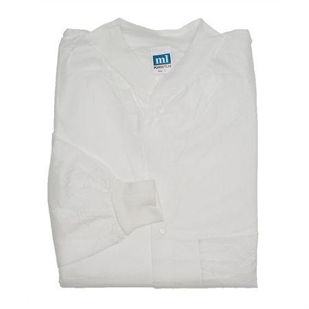 Marketlab Disposable Lab Coat, Medium, Lightweight, White - 15191-WH - 10 Each