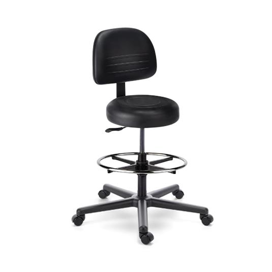 Marketlab Mid-Height Fusion Round Stool with Back, Black - ML42487-BK - 1 Each