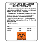 MarketLab 24 Hour Urine Collection Instructions Label, 250 per PK - 6462 - 250 Each