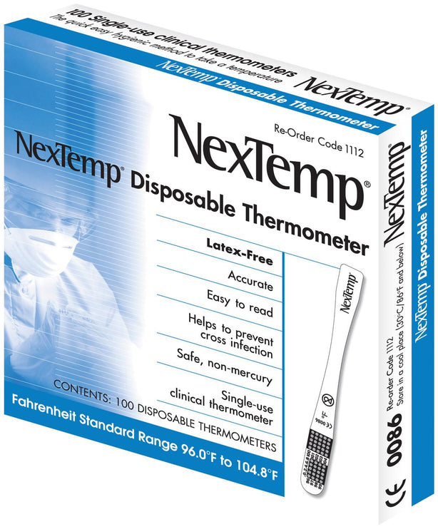 MEDICAL INDICATORS NexTemp Single-Use Oral/Axillary Fahrenheit Thermometers 1112-20 2000 Each - MDL-MLI111220