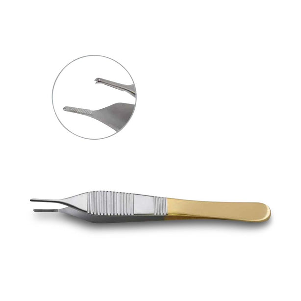 Mopec Tungsten Carbide Adson Dressing TC Forceps with Teeth, 4.75" - AB403 - 1 Each
