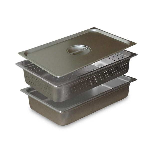 MORTECH Stainless Steel Sterilization Tray Set, 12.75" x 10.375" x 2" - BA054-2H - 1 Each