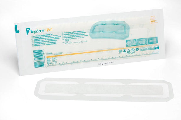 3M Tegaderm +Pad Film Dressings with Absorbent Pad 3593 100 Each