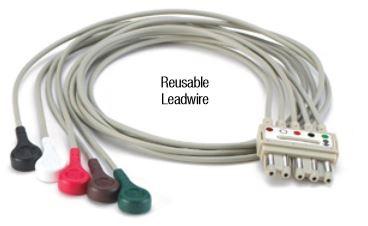 5-Lead Reusable GE to Pinch Leadwires - GERLW5P51 - 1 Each - MDL-MMMGERLW5P51