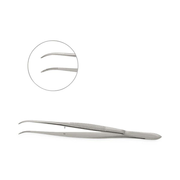Mopec Delicate Narrow-Tip Curved Forceps, 5" L - AB108 - 1 Each