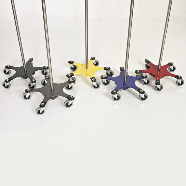 Stainless Steel IV Poles with 4 Hooks and 5 Legs - MCM222YELLOW - 1 Each - MDL-MPH08MCM222YE