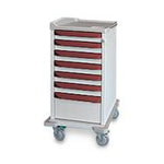 Capsa M Series EMS Medication Cart 2 Wide with EMS Electronic Lock System, Four 3.75" One 7.5" One 11.25" Card Drawer with Row Dividers and Sub Dividers, Narcotic Lock Box, Cranberry - M2AP-E-CB-D411 - 1 Each