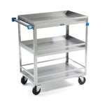 Lakeside Medium Duty Stainless Steel 526 Medium-Duty Stainless-Steel Utility Cart, 500 lb., 3 Shelves with Guard Rails - MDL-MPH526 - 1 Each