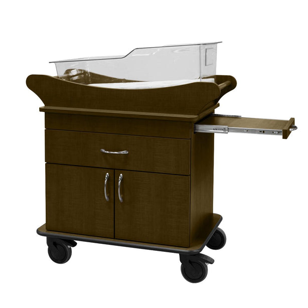 Amico Marco Closed Door Storage Bassinet with 1 Drawer, 1 Cabinet and Pullout Table, Chocolate Pear - BB-MMDD-01-CPP - 1 Each