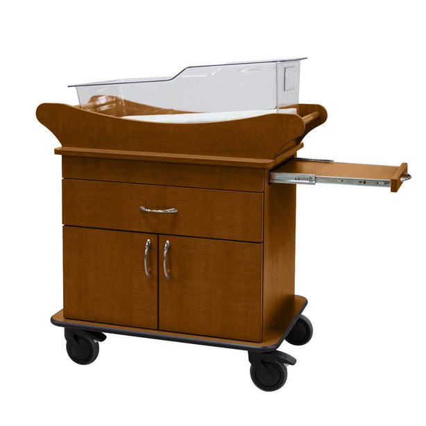 Amico Marco Closed Door Storage Bassinet with 1 Drawer, 1 Cabinet and Pullout Table, Medium Cherry - BB-MMDD-01-MCP - 1 Each