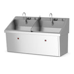 Mac Medical Stainless Steel Surgical Scrub Sink with Knee Operated Water, Dual Station, 27.5"D x 64"W x 37"H, Infrared Operation, Foot Operated Soap - SS64-IR-FSP - 1 Each