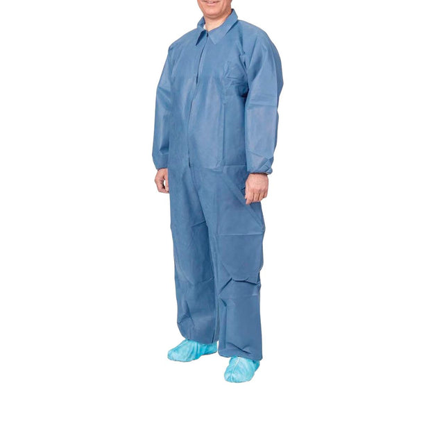Precept Medical Coveralls with Elastic Wrists and Ankles, Blue, Size XL - MRS1547XL