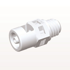 Threaded Connector, Barbed, White, 100/Bag - Fits 1/16 inch ID Tubing (0.063 inch, 1.59 mm) x Tapered 10-32 UNF - MS230