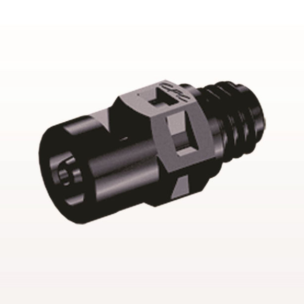 Threaded Connector, Barbed, Black, 100/Bag - Fits 1/16 inch ID Tubing (0.063 inch, 1.59 mm) x Tapered 10-32 UNF - MS231